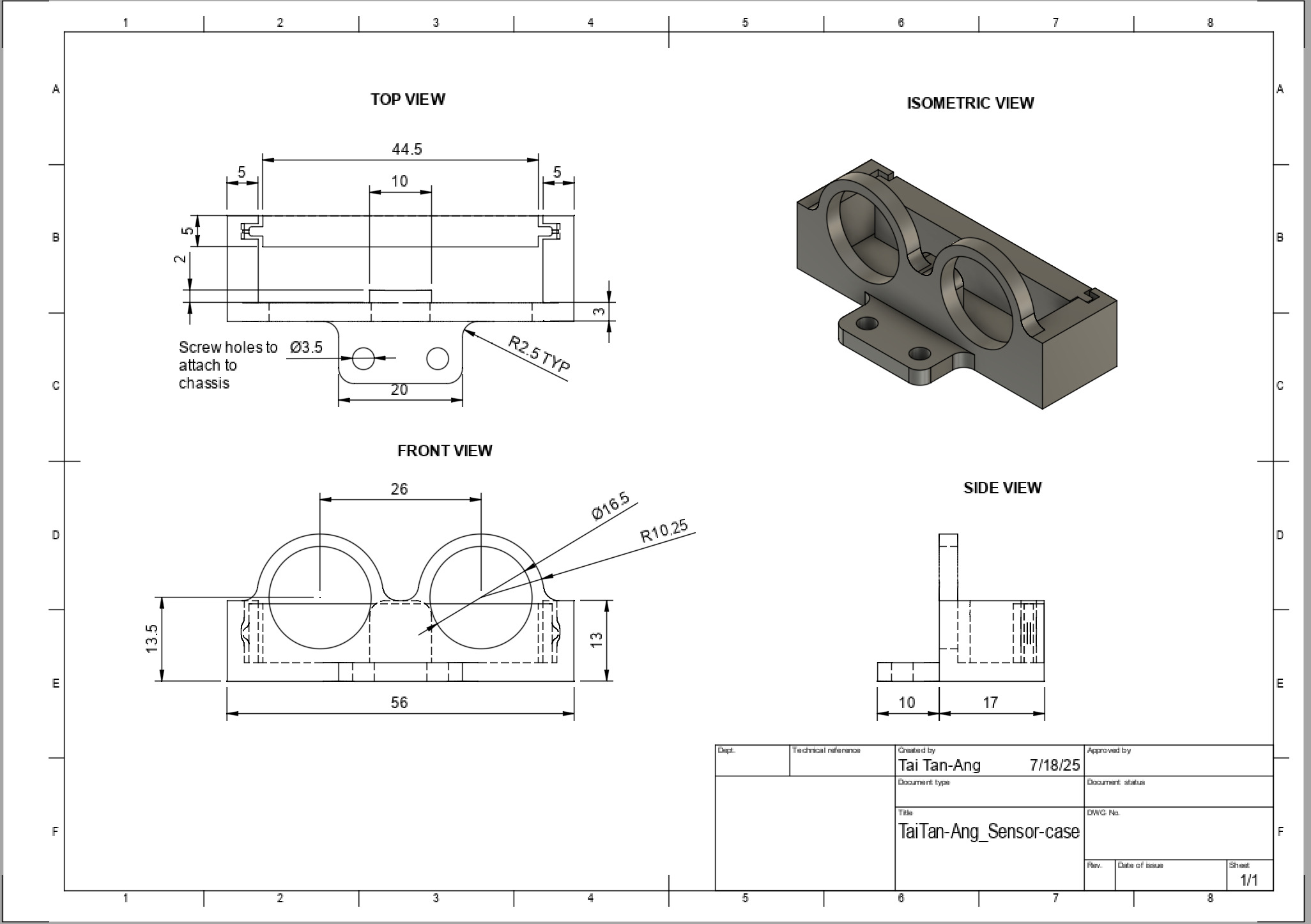 Sensor case drawing